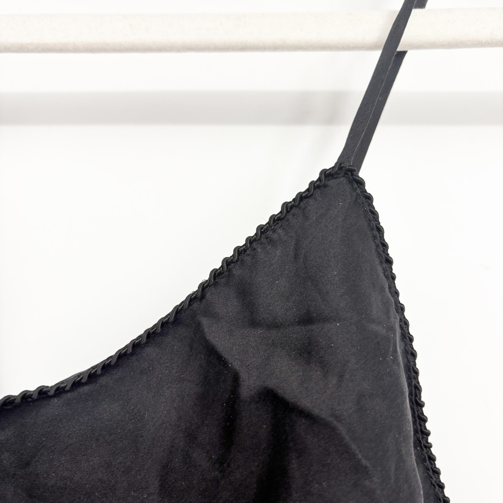 Nordstrom Womens Vintage Black 100% Silk Picot Trim Minimalist Cami Top Size L - Picture 2 of 5
